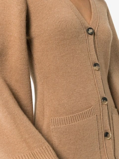 Shop Khaite Lucy Cashmere Cardigan In Brown