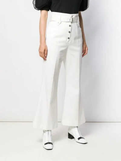 Shop Miu Miu High Waisted Tailored Trousers In White
