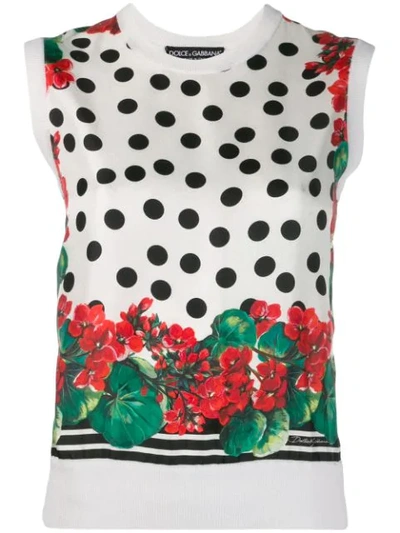 Shop Dolce & Gabbana Printed Knitted Top In White
