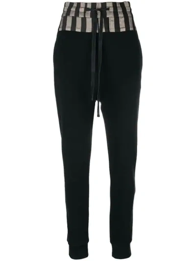 Shop Ann Demeulemeester Striped Hem Track Pants In Black