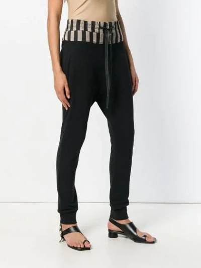 Shop Ann Demeulemeester Striped Hem Track Pants In Black