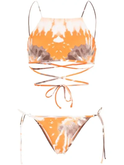 Shop Ack Filo Tie-dye Bikini In Orange