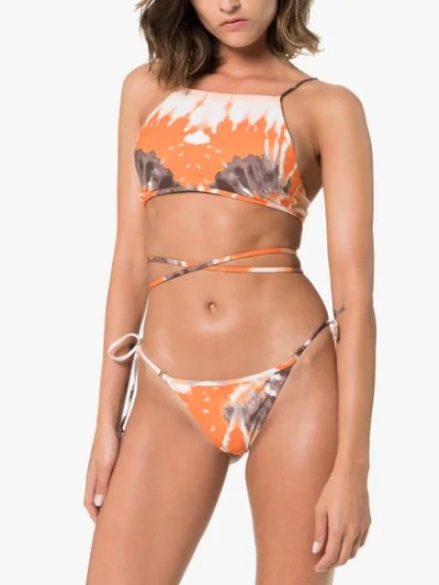Shop Ack Filo Tie-dye Bikini In Orange