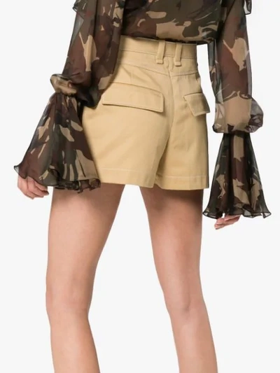 Shop Chloé Beige Darted High-waisted Shorts In Brown