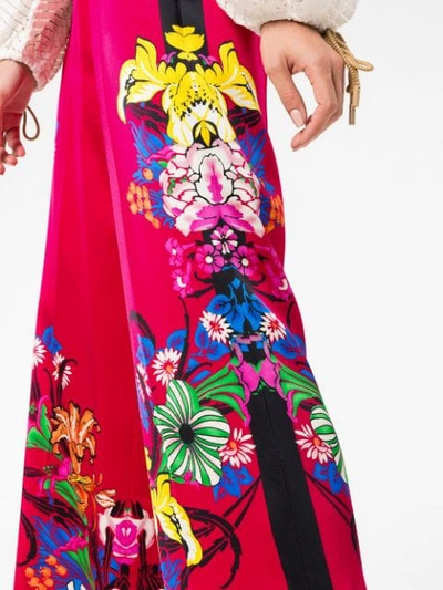 Shop Etro High Waist Floral Print Wide-leg Trousers - Pink