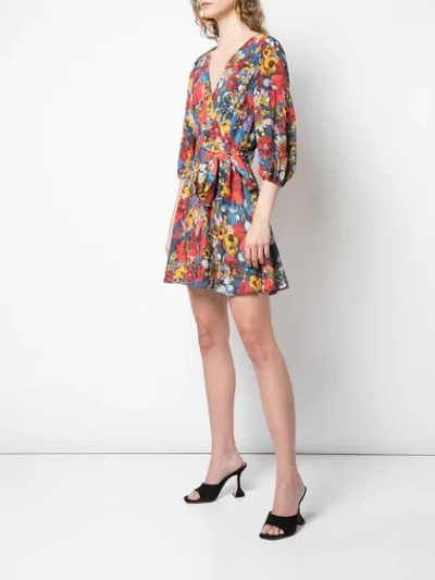 Shop Alice And Olivia Kerri Bishop Blossom Wrap Dress In Blue