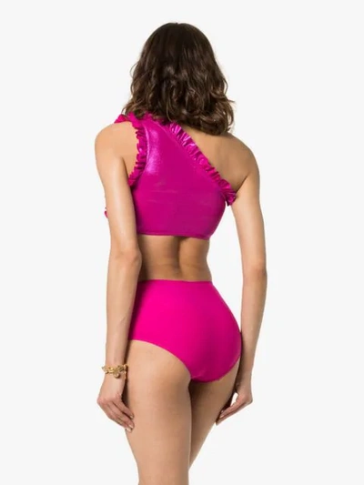 Shop Leslie Amon Tamini Ruffle Detail Bikini In Pink