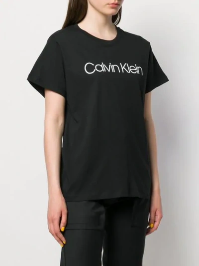 Shop Calvin Klein Logo Print Crew Neck T-shirt In Black
