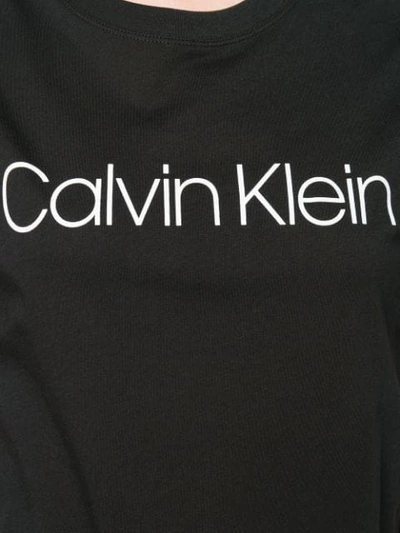Shop Calvin Klein Logo Print Crew Neck T-shirt In Black