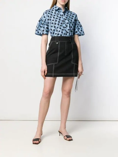 Shop Kenzo Contrast Stitch Mini Skirt In Black