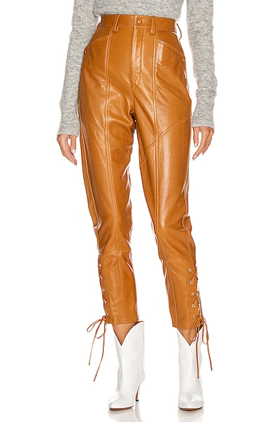 Shop Isabel Marant Cadix Leather Pant In Natural