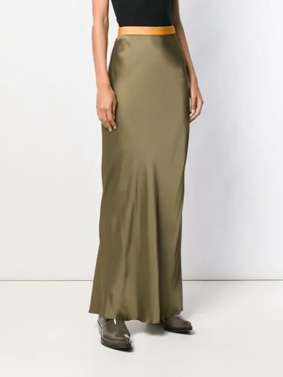 Shop Helmut Lang Satin Skirt In Brown