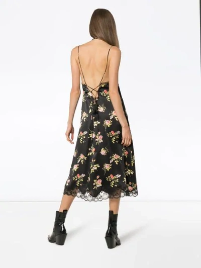 Shop R13 Floral Print Slip Dress In Black