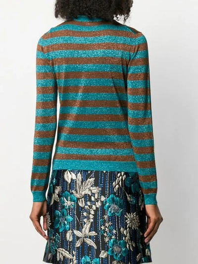 Shop Prada Striped Sweater In Blue