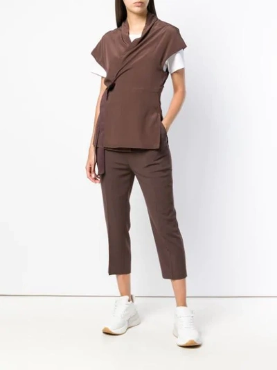 Shop Rick Owens Cropped Slim Trousers In Brown