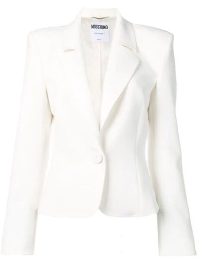 Shop Moschino Single Breasted Blazer In White