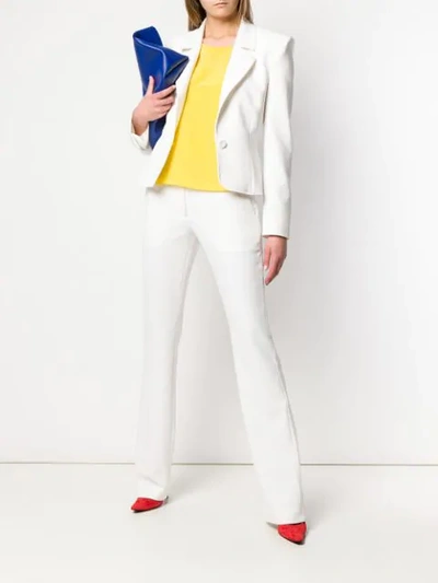 Shop Moschino Single Breasted Blazer In White