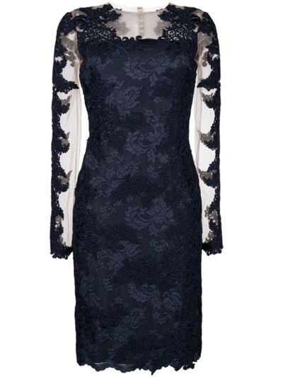 Shop Olvi S Lace-embroidered Midi Dress In Blue