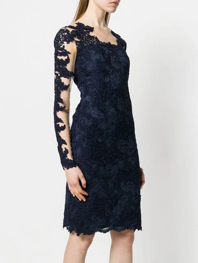 Shop Olvi S Lace-embroidered Midi Dress In Blue