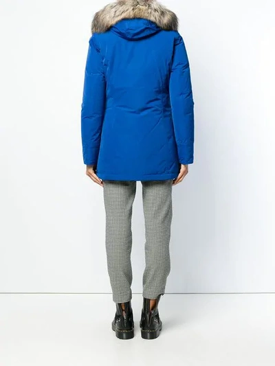 Shop Woolrich Hooded Parka Coat In Blue