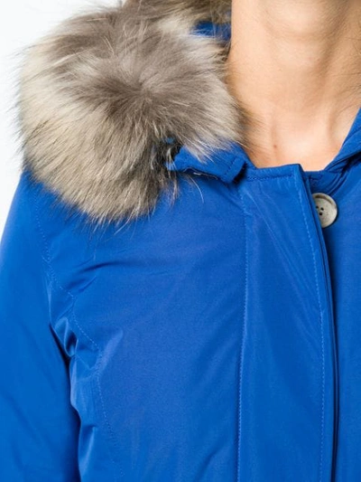 Shop Woolrich Hooded Parka Coat In Blue