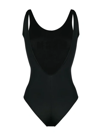 Shop Msgm Logo Print One-piece Swimsuit In Black