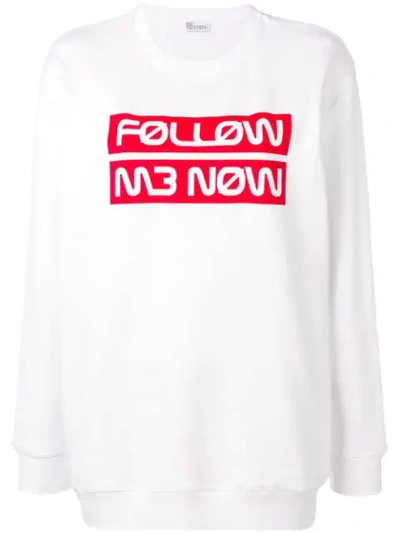 Shop Red Valentino Follow Me Now Sweatshirt In White