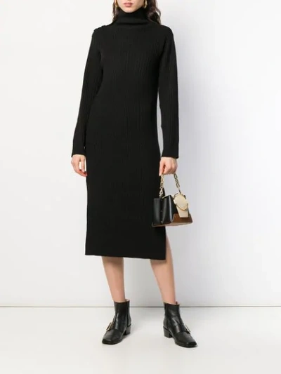 Shop See By Chloé Midi Ribbed Knit Dress In Black