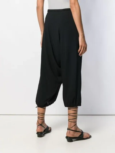 Shop Yohji Yamamoto Cropped Trousers - Black