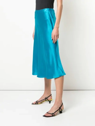 Shop Cinq À Sept Marta Sheen Mid Skirt In Blue