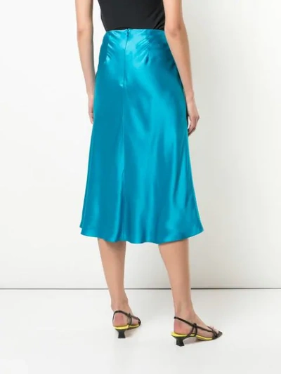 Shop Cinq À Sept Marta Sheen Mid Skirt In Blue