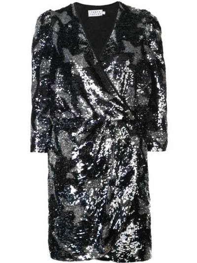 Shop Tanya Taylor Embellished Wrap Mini Dress In Metallic