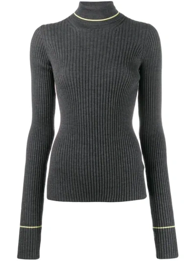 Shop Maison Margiela Ribbed Roll Neck Sweater In Grey