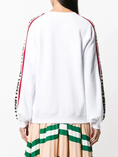 Shop Msgm Logo Stripe Detail Jumper In White