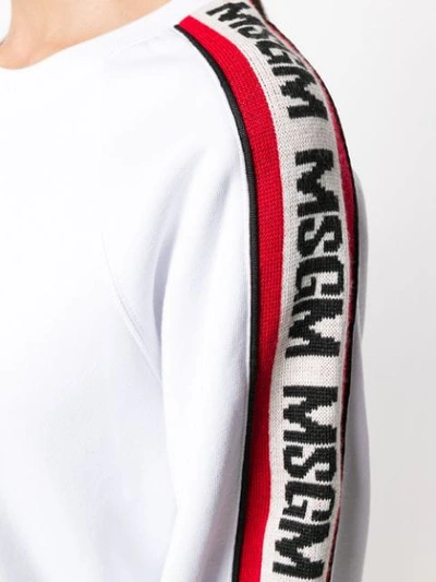 Shop Msgm Logo Stripe Detail Jumper In White
