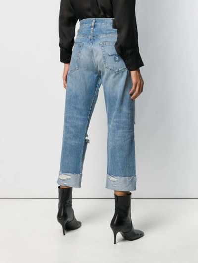 Shop R13 Distressed Cropped Jeans In Blue