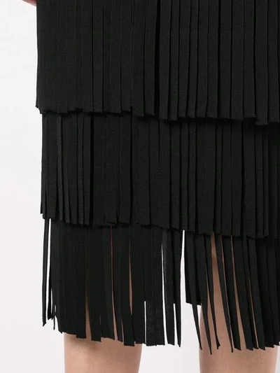 Shop Herve Leger Triple Tier Fringe Dress In Black