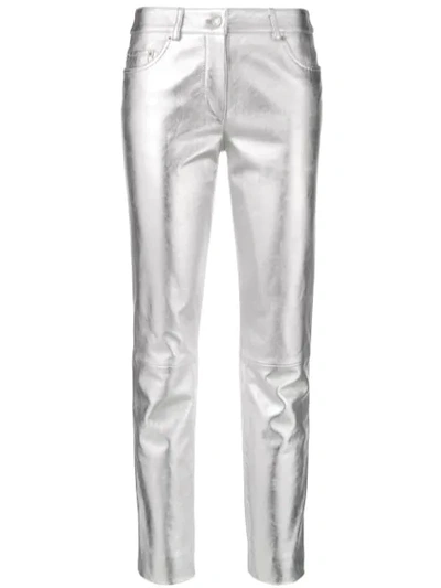 Shop Moschino Metallic Skinny Trousers