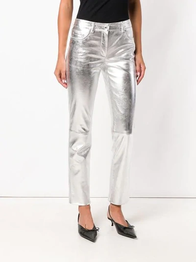 Shop Moschino Metallic Skinny Trousers