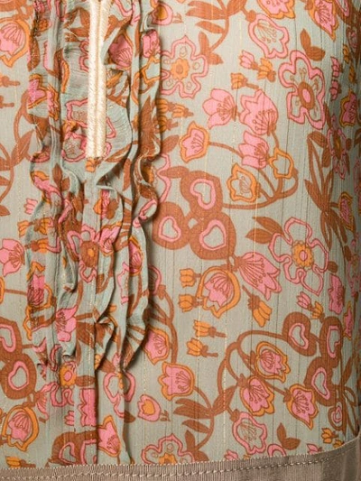 Shop Coach Retro Floral Print Dress In Brown