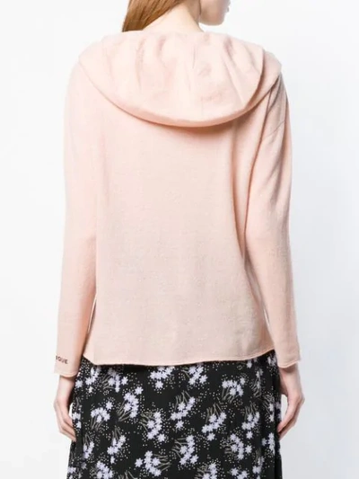 Shop Pinko Hooded Knitted Top In Pink