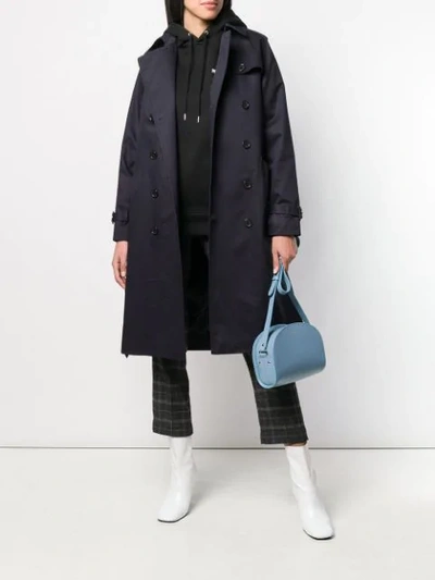 Shop Apc Belted Trench Coat In Blue
