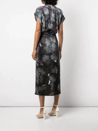 ANNTIAN PRINTED GATHERED FRONT MIDI DRESS - 紫色