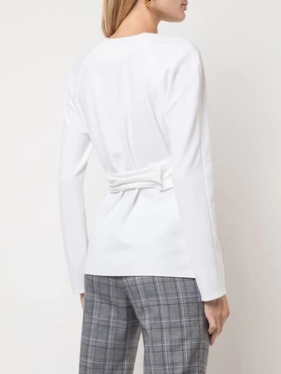Shop Tibi Structured Crepe Shirred Wrap Top In White