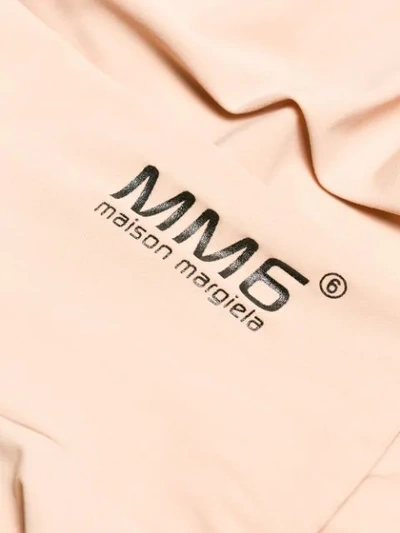 Shop Mm6 Maison Margiela Logo Printed Polo Neck Top - Neutrals