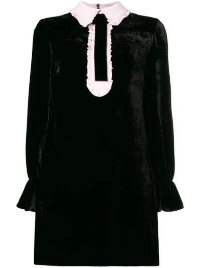 Shop Vivetta Ruffled Contrasting Detail Dress In Black