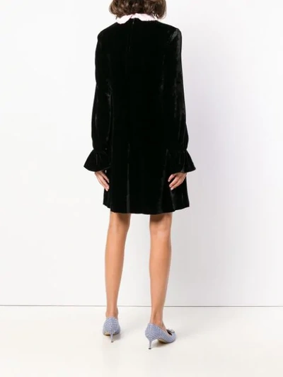 Shop Vivetta Ruffled Contrasting Detail Dress In Black