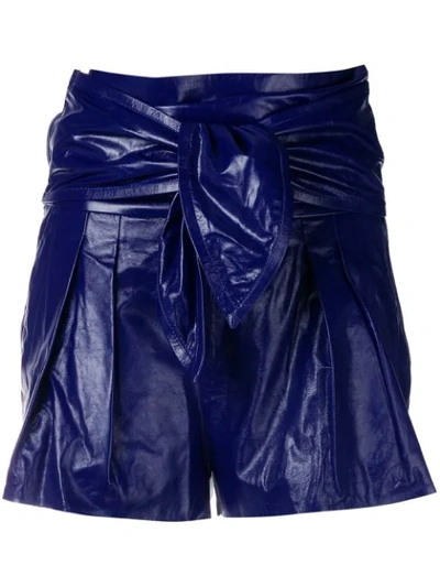 Shop Iro Paperbag Shorts In Blue