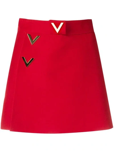 Shop Valentino V Logo Skort In Red