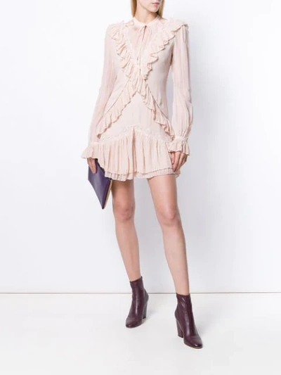 Shop Jonathan Simkhai Ruched-trim Short Dress In Neutrals